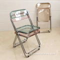 Vente chaude chaise pliante claire claire plasticchrome steelframe